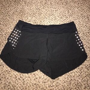 Black Lululemom Women's Performance Shorts with Polka Dot Detail